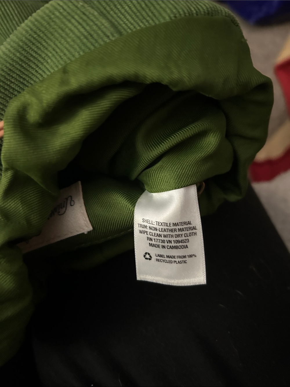 Universal Threads Green Corduroy Backpack with Tan Straps - Picture 5 of 7